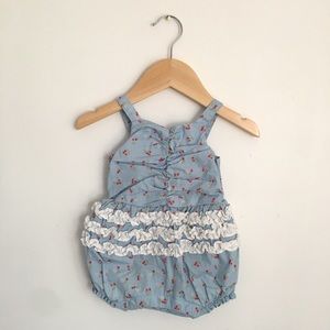 Janie and Jack Blue Floral Ruffle Baby One-Piece